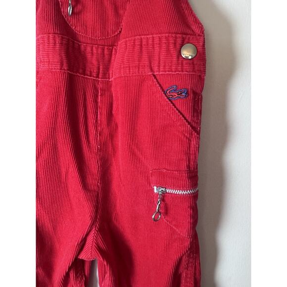 Izod Lacoste Vintage Red Corduroy Baby Overalls 9-12 Months - Picture 4 of 10
